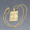 TEMPERANCE Tarot Card Pendant Necklace Major Arcana Gold tone 18”.