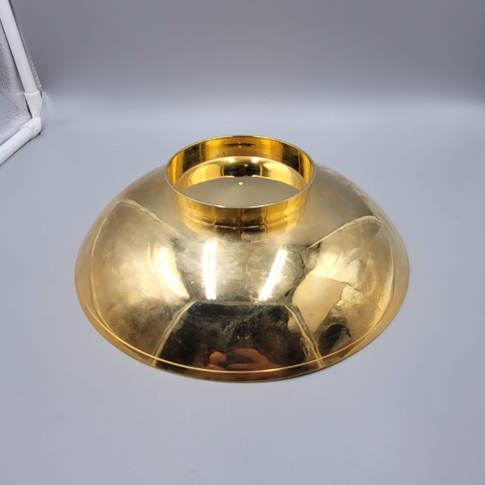 Etched Brass Bowl Gold Tone Floral Arabesque Footed Decorative Dish 9.25"