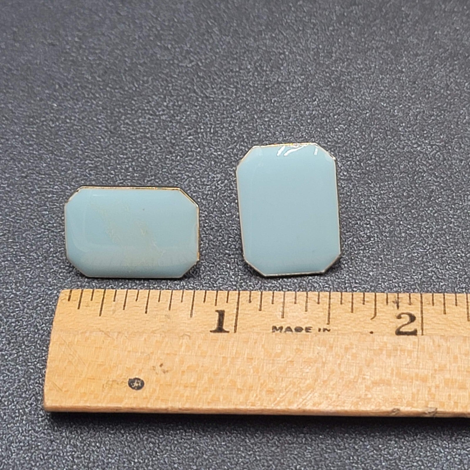 Vintage Pierced Earrings Light Babay Blue Enamel Drop 3/4"