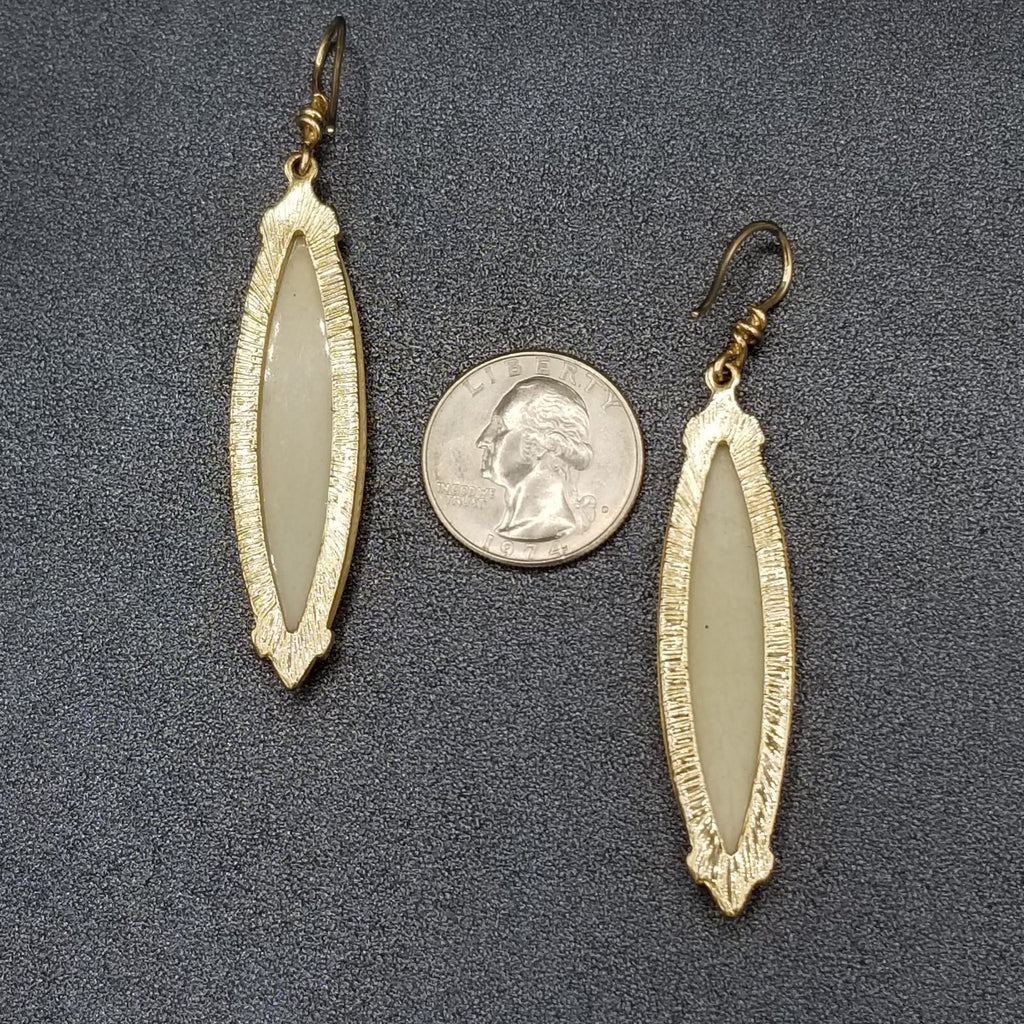 Pierced Earrings Gold tone Shimmer Acrylic Dangle 2.25"