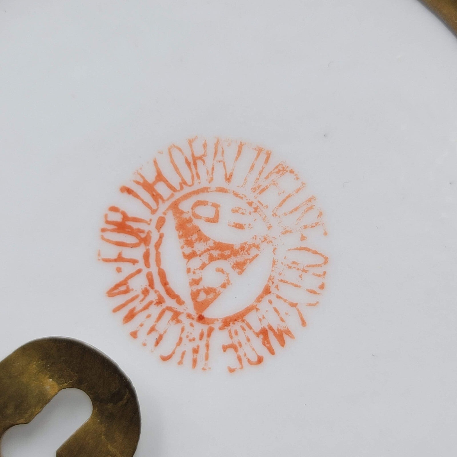 Japanese Porcelain BOWL Hand Painted Flower Brass 6 in