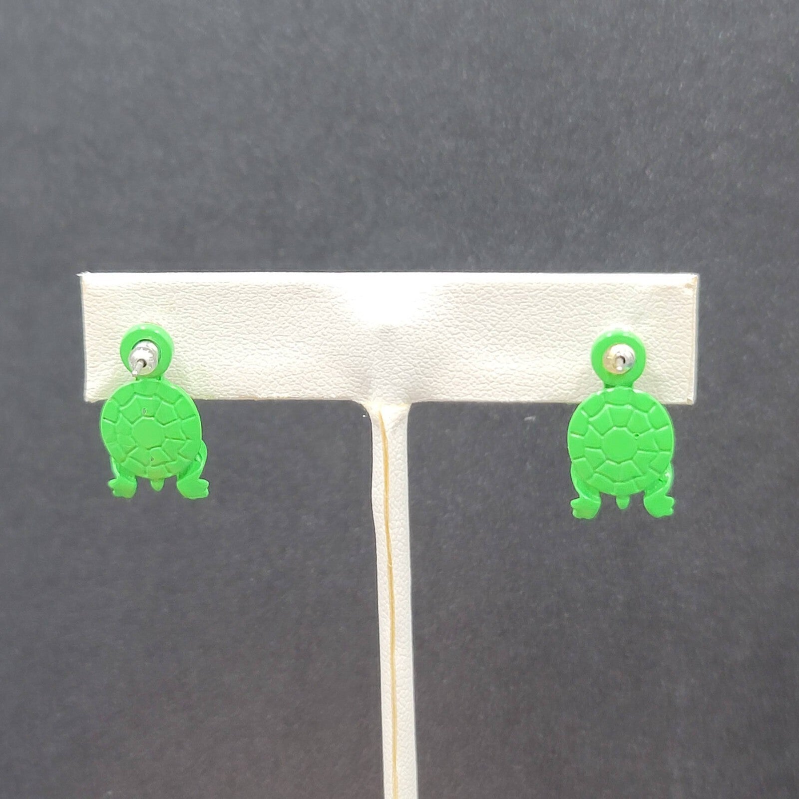 Turtle Pierced Earrings Enamel Enamel Dangle 3/4"