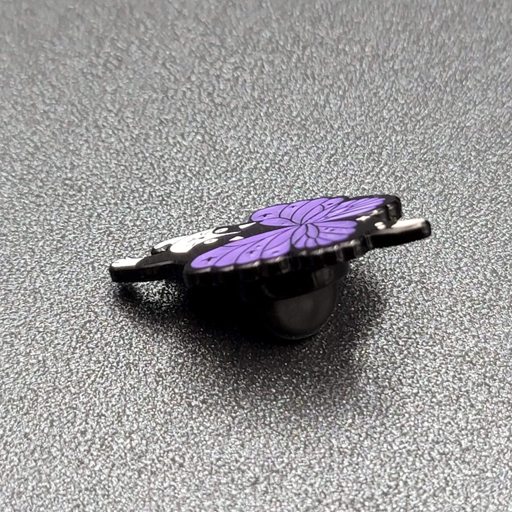 Black Cat Purple Butterfly Wings Enamel Lapel Hat Pin Sushi Roll 1 1/8"