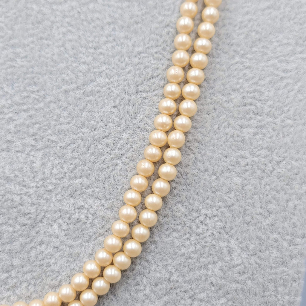 Vintage Trifari Necklace Small Faux Pearl Double Strand Long 24 in