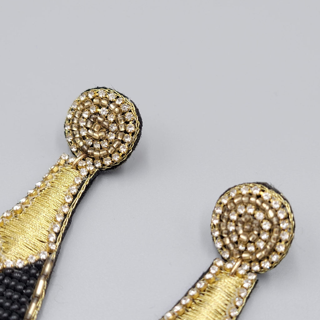 Champagne Bottle Pierced Earrings Seed Bead Felt Long Statement 3.25"