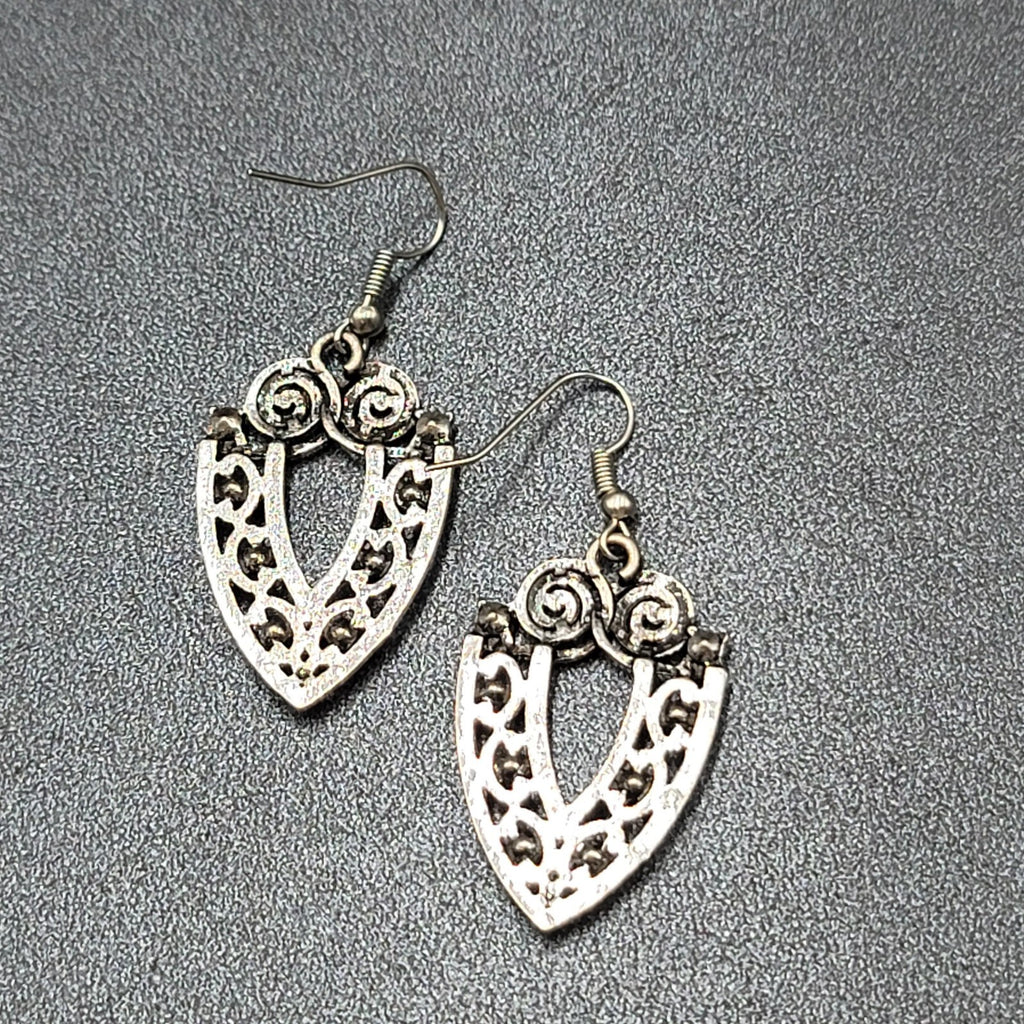 Pierced Earrings Silver tone Orange Rhinestone Dangle 1 3/8"