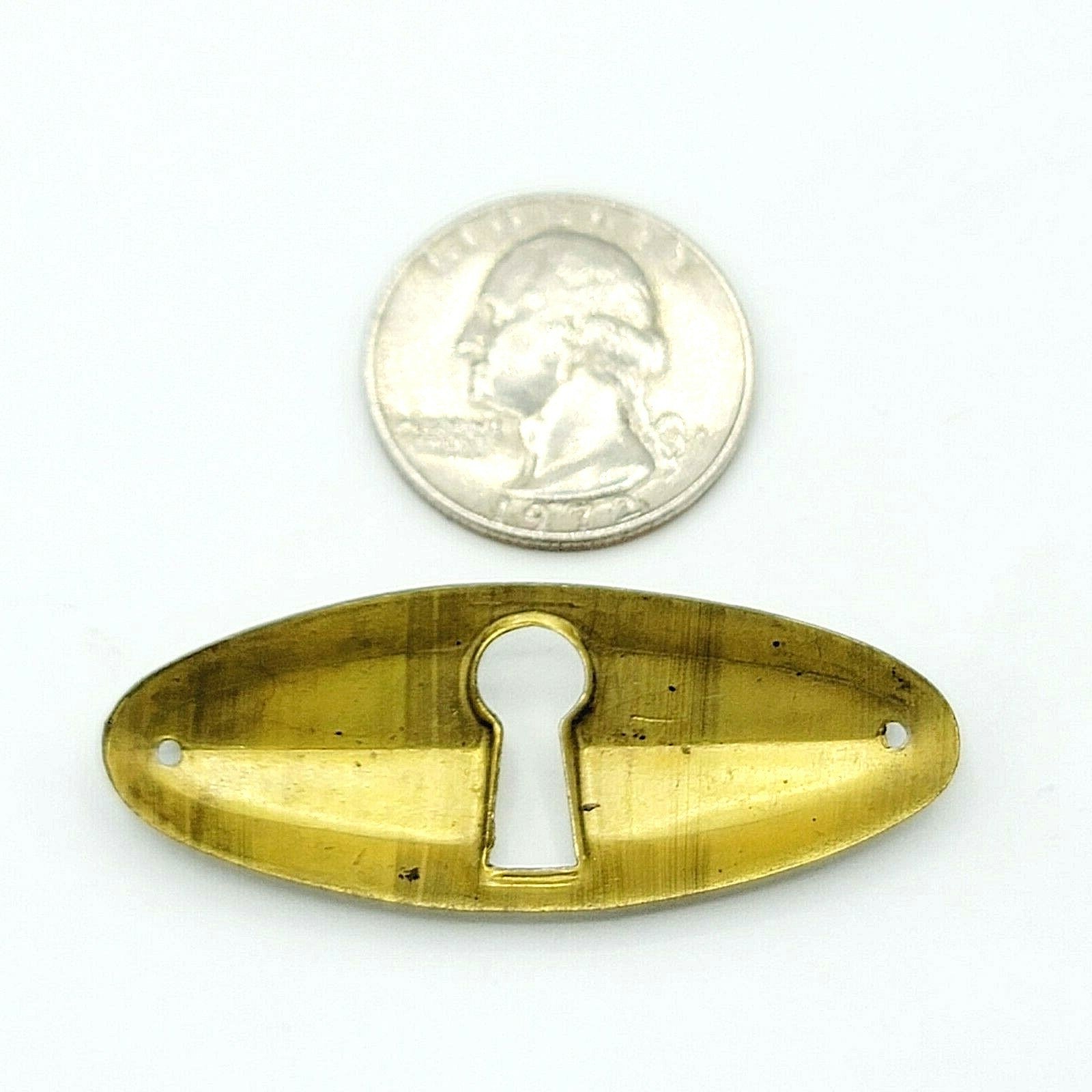 SINGLE Vintage Brass Skeleton Key hole Escutcheon 3/4" x 1 7/8"