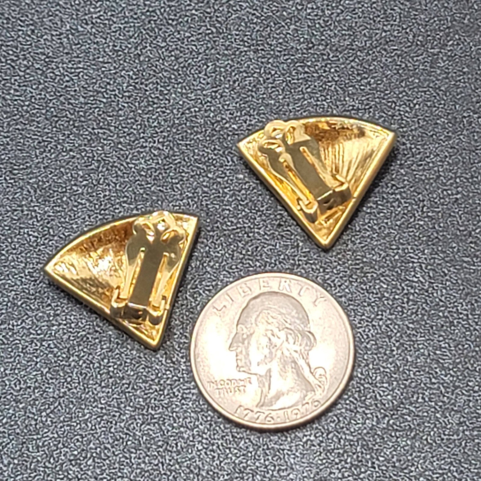 Vintage Clip on Earrings Gold Plated Red Enamel Fan Design 3/4"