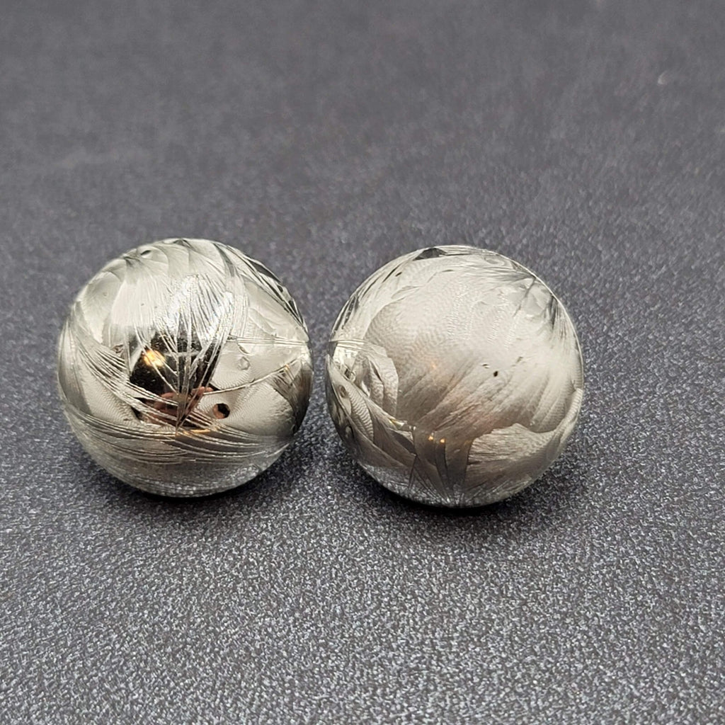 Vintage Pierced Earrings Domed Silver tone Stud 3/4"