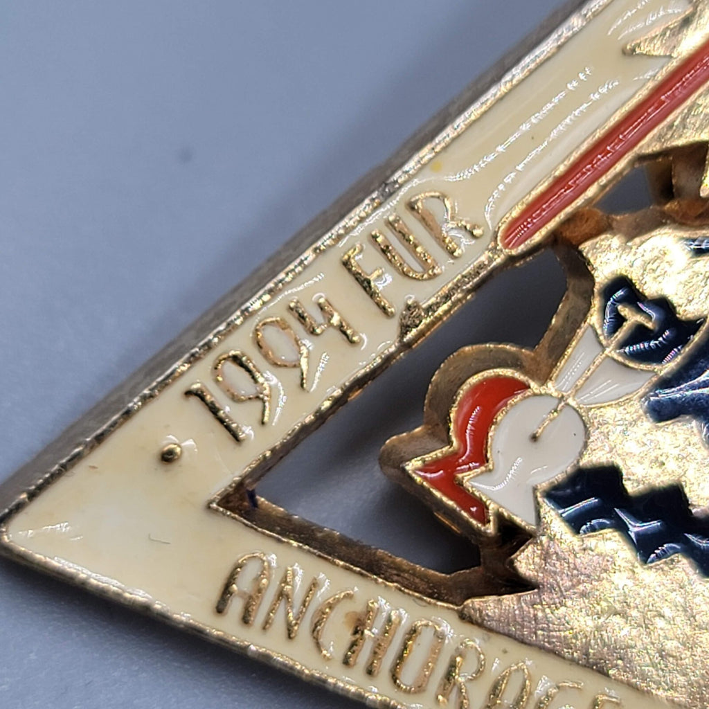 Fur Rendezvous 1994 Enamel Lapel Pin Anchorage Alaska 1.75"