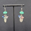 Pierced Earrings Silver tone Dangle Mixed Multicolor Cluster Beads 1.5"