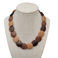 Vintage Necklace Brown Disc Bead Choker 1980s 16"
