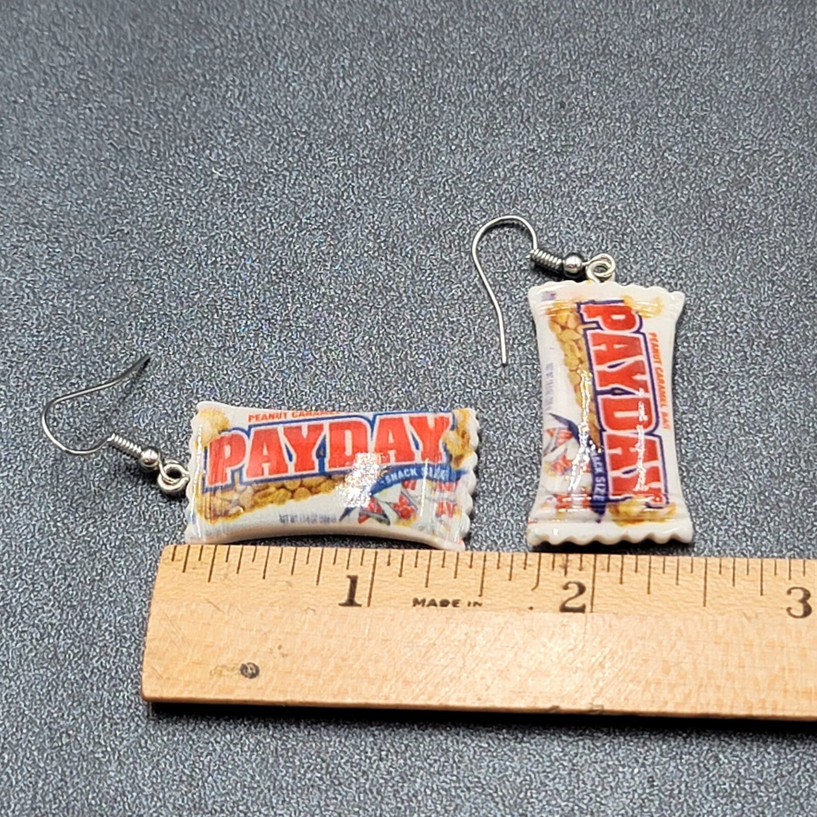 New PAYDAY Candy Bar Pierced Earrings Acrylic Dangle 1.5"