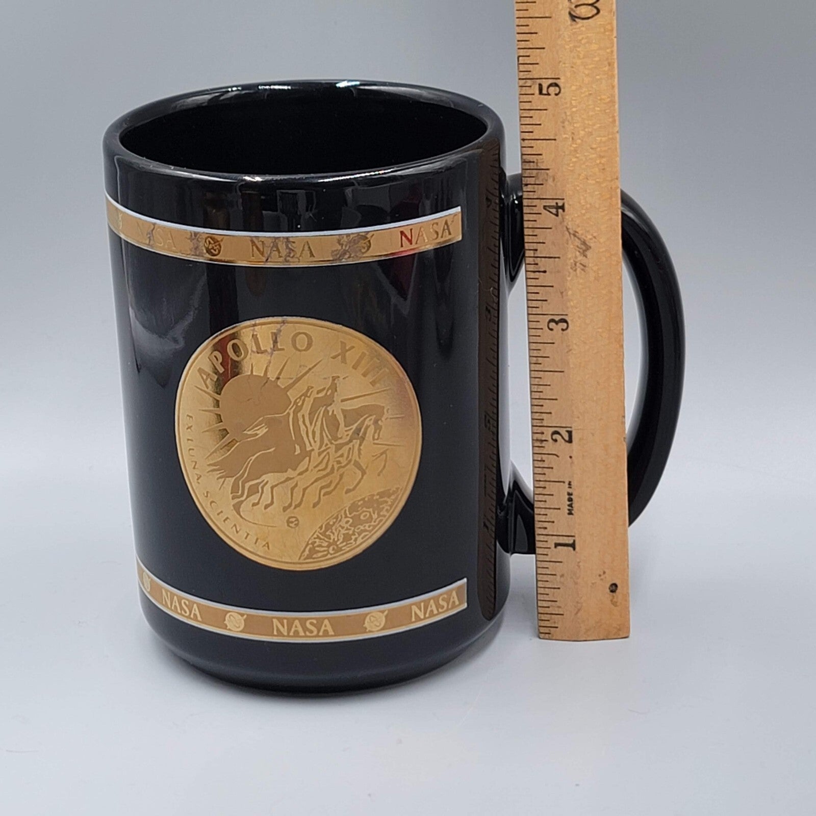 Apollo XIII Nasa 1970 Coffee Mug Cup Black Gold Vintage