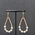 Pierced Earrings Gold tone Leather Wrapped Beaded Teardrop Dangle 2.25"