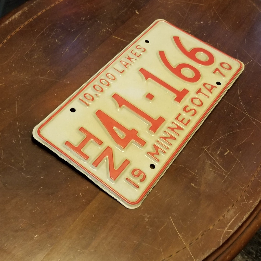 Vintage 1970 License Plate MINNESOTA HZ 41-166 12" x 6"