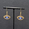 New Evil Eye Pierced Earrings Gold tone Enamel Dangle 3/4"