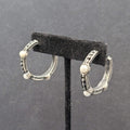 Pierced Earrings Silver tone Faux Pearl Hoops  1.25"