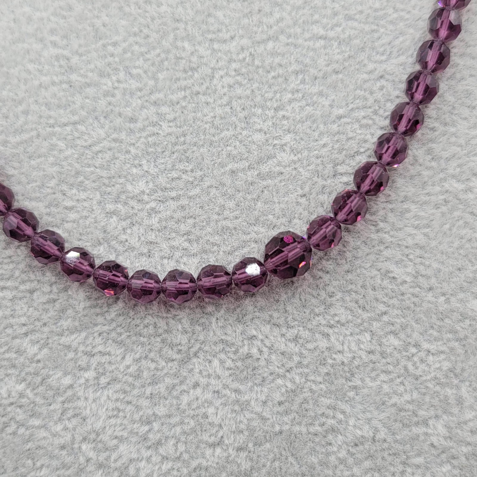 Purple Crystal Bead Long Necklace 36 in