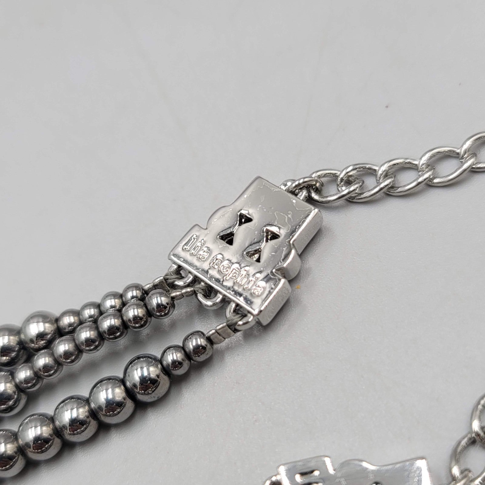 Lia Sophia Necklace Silver Plated Gunmetal Graduated Beads Just Lovely!!