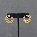 Vintage Pierced Earrings Gold tone Open Circle Textured Unique Design 1"