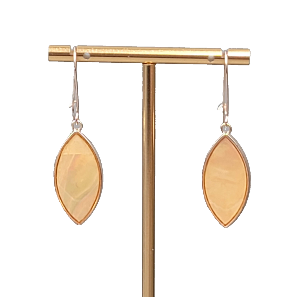 Multicolor Iridescent Pierced Earrings Gold tone Dangle 1.5"