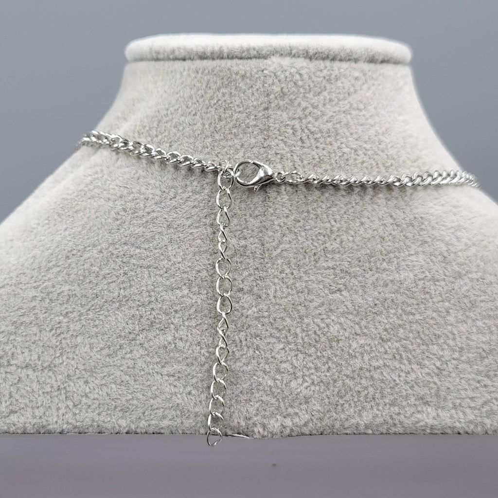 Blue Teardrop Waterfall Necklace Silver tone 16"-18"