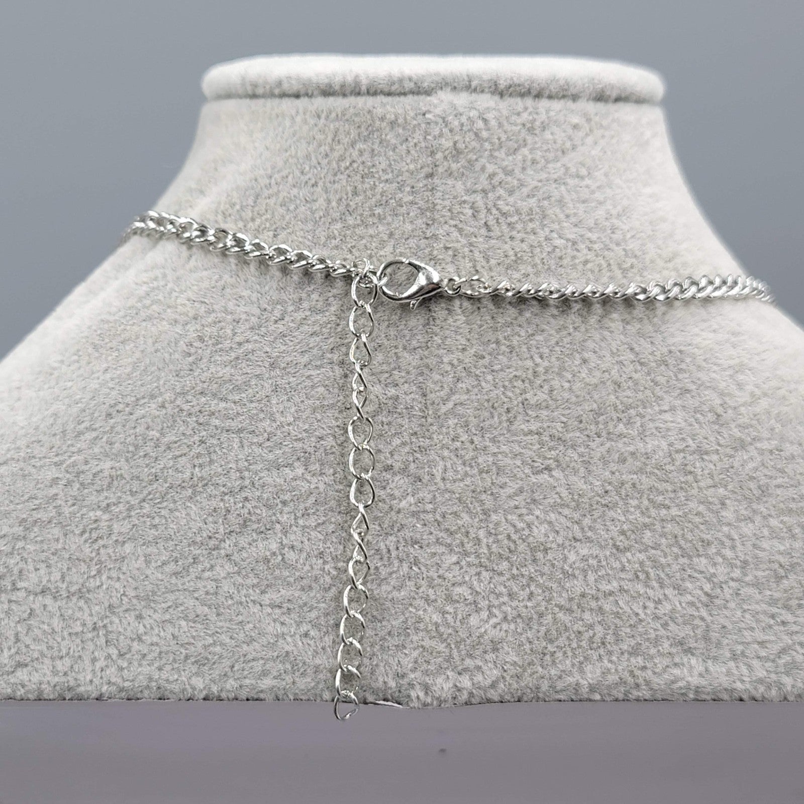 Blue Teardrop Waterfall Necklace Silver tone 16"-18"