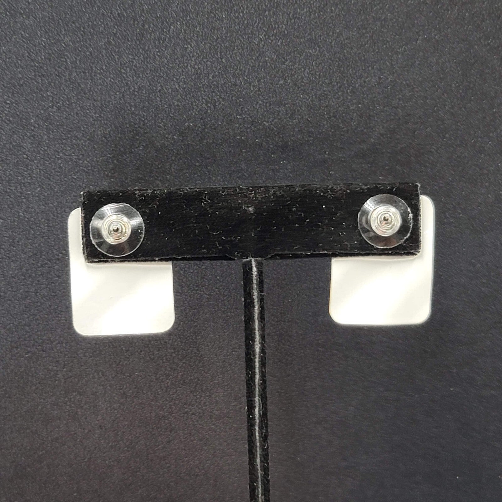 Vintage Pierced Earrings Peach Sage Enamel Rectangle Drop 1"