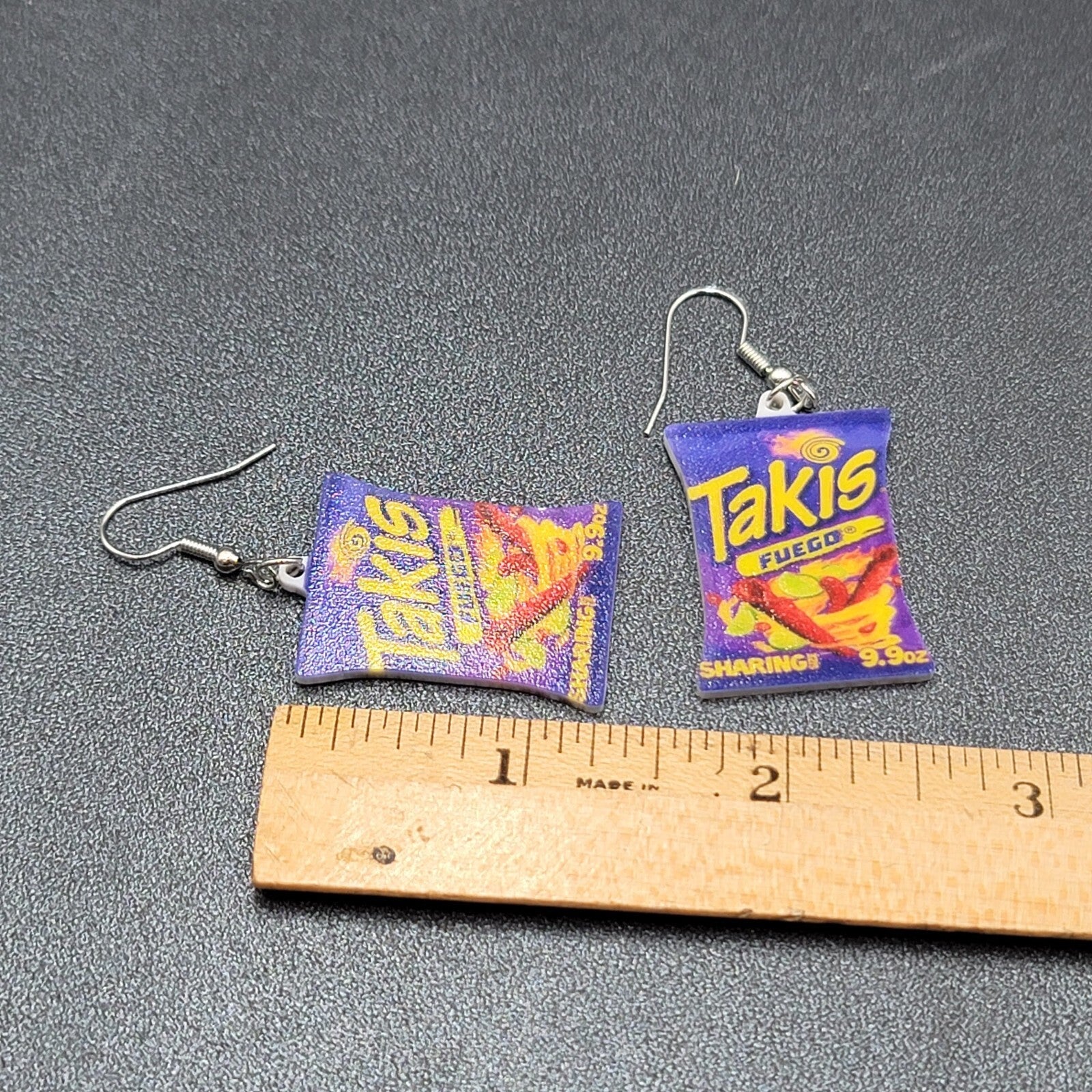 Pierced Earrings TAKIS Fuego Snacks Bag Fun Novelty 1 3/8"