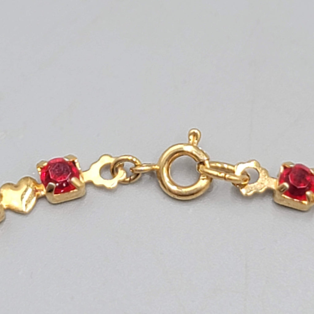 Vintage Red Stone Heart Tennis Bracelet 6.75 in