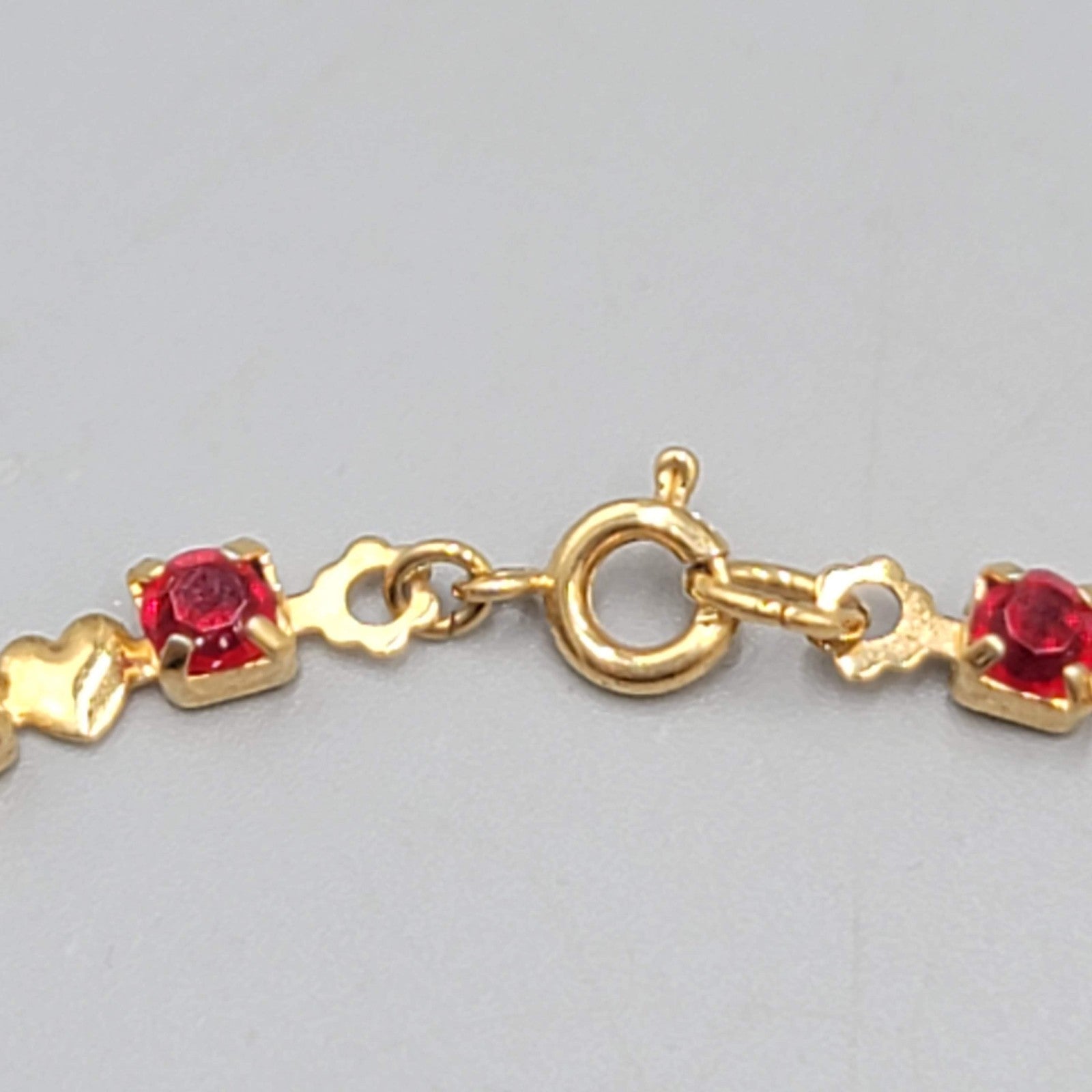 Vintage Red Stone Heart Tennis Bracelet 6.75 in