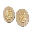 Large Wood Statement Pierced Earrings Oval Drop Gold tone 1.5"