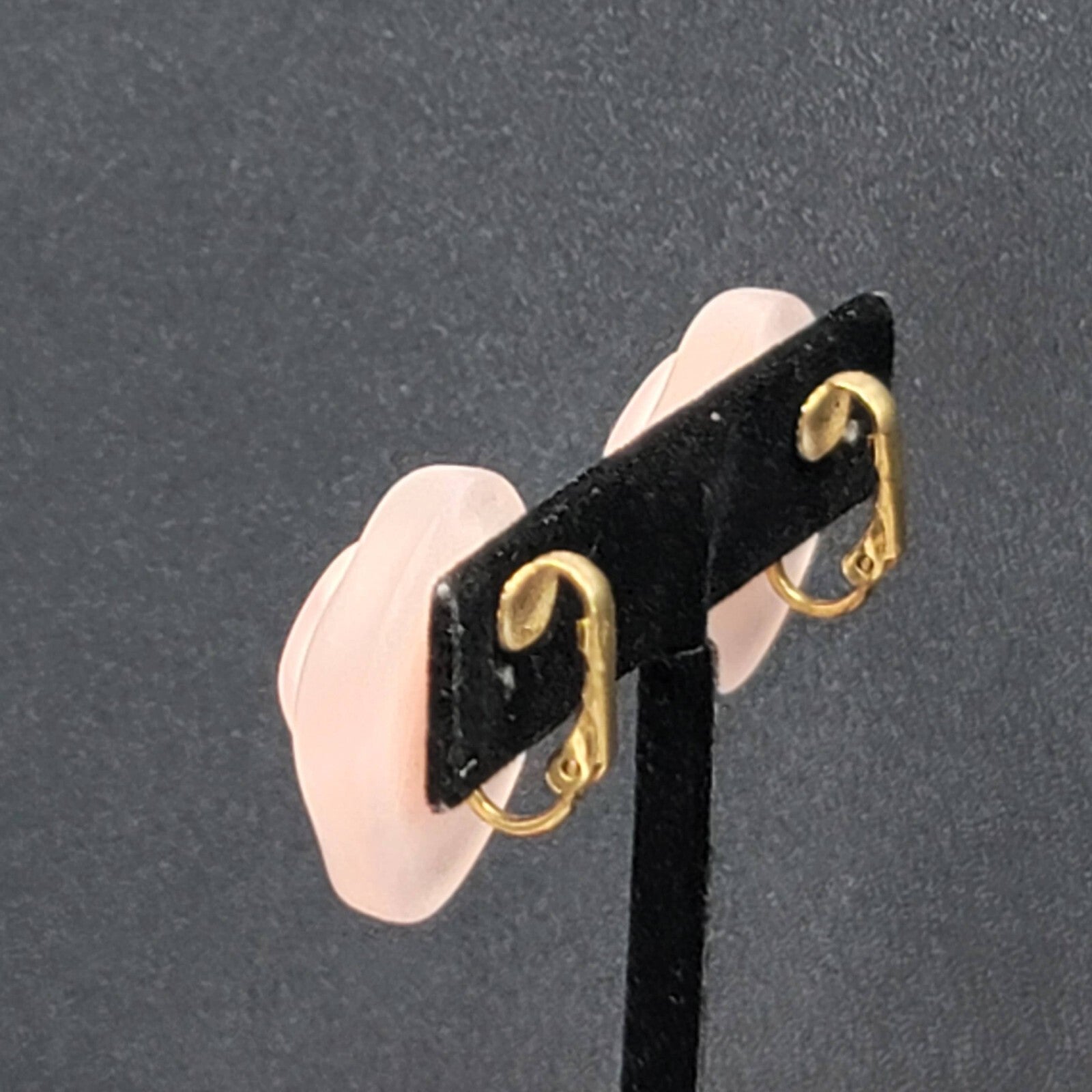 Vintage Clip on Earrings Pink Acrylic Square Dome Drop 1"