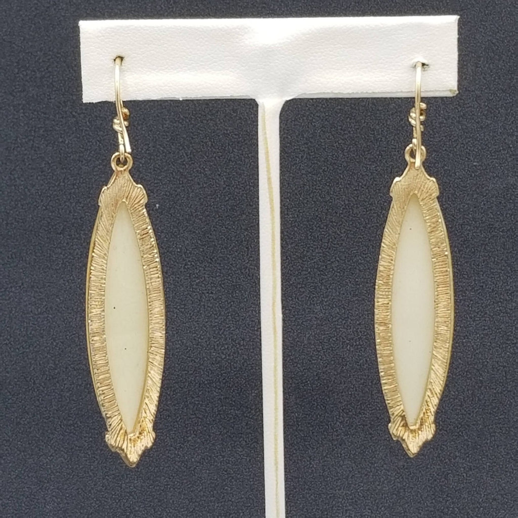 Pierced Earrings Gold tone Shimmer Acrylic Dangle 2.25"