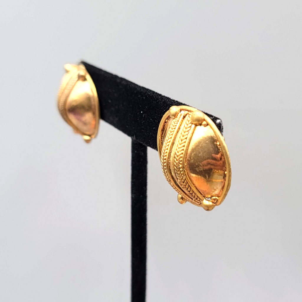 Pierced Earrings Handmade Gold Plated Ethnic Style Drop 7/8"
