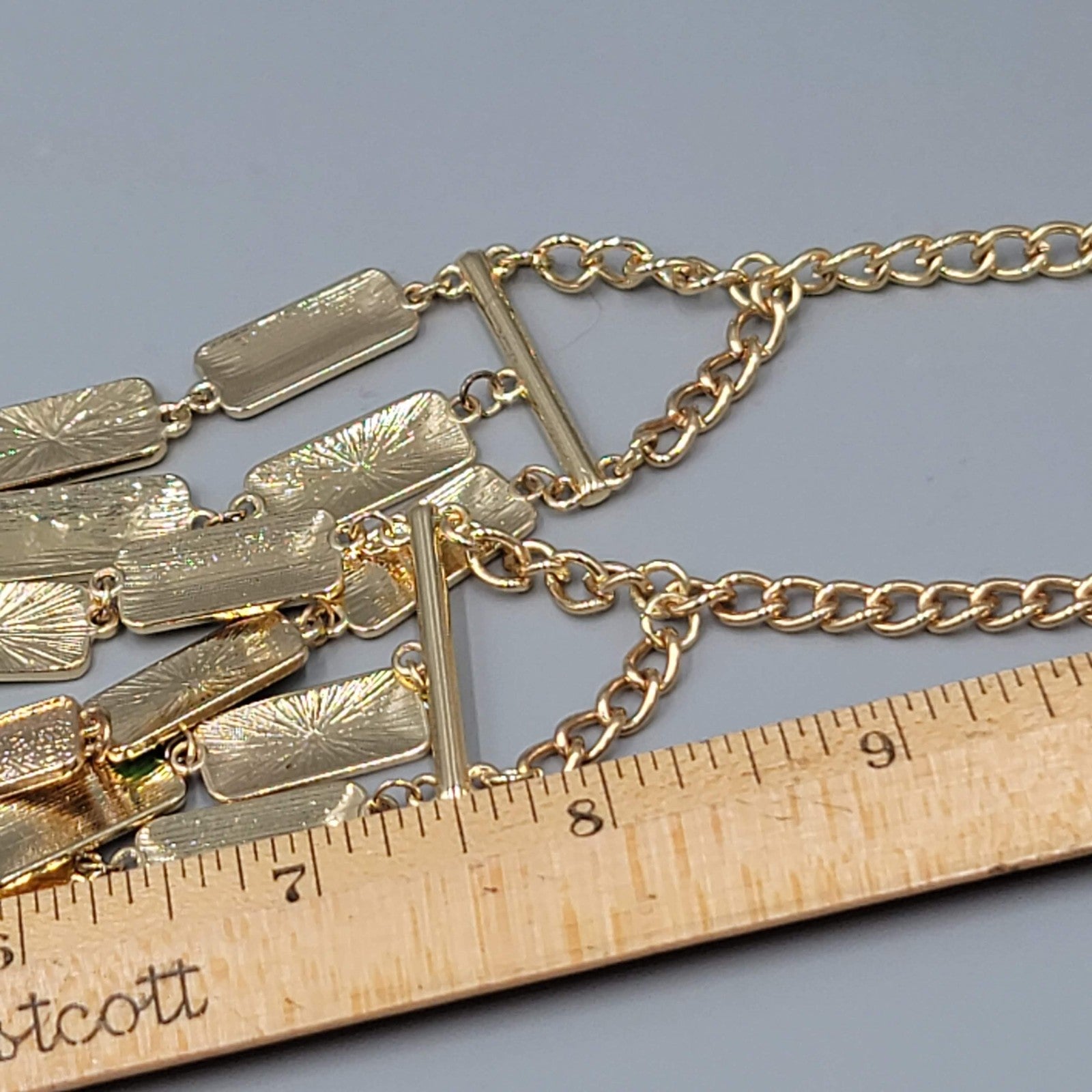 New York & Company Necklace Multi Strand Statement Rectangular Gold Tone 18 Inch