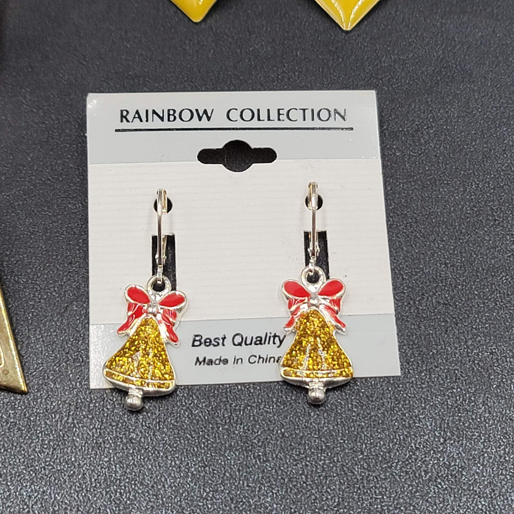 Vintage Lot of 9 NOS Pierced Earrings Enamel Heart Hoops Flower Gold tone
