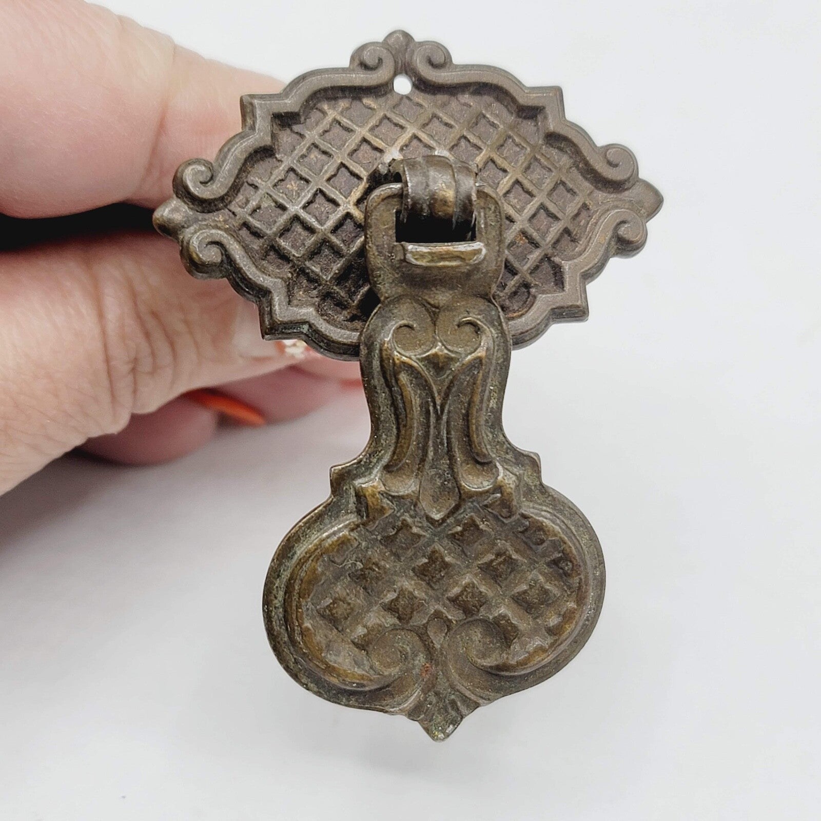 Vintage Steel Drawer Pull Hardware Ornate Drop Bail 6233