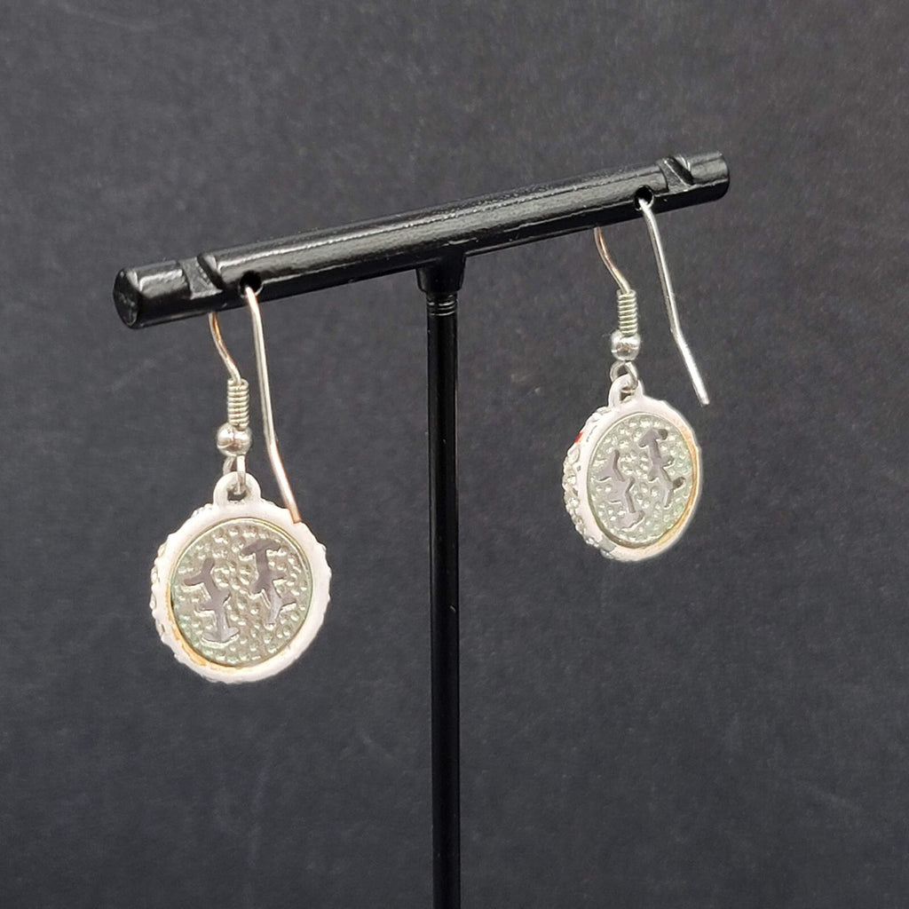 Baseball Pierced Earrings Rhinestone Enamel Dangle 3/4"