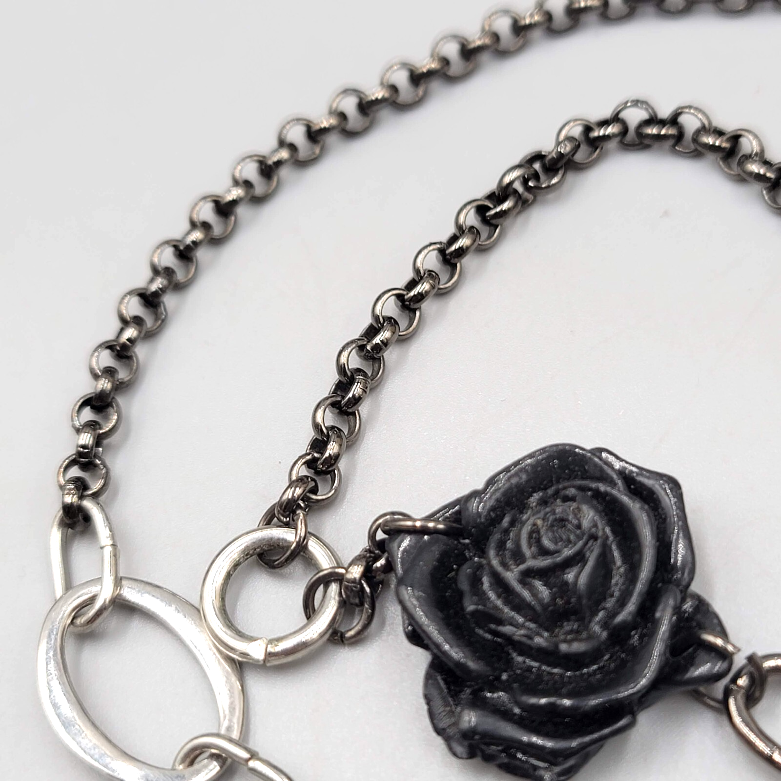 Long NY Black and Gray Necklace Eclectic Bead 42"+