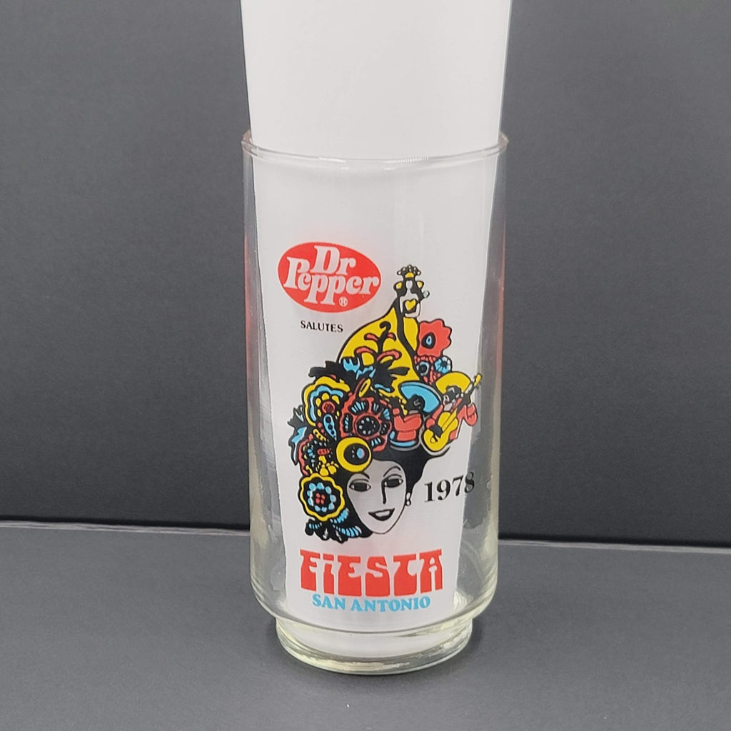 Rare 1978 San Antonio FIESTA Dr Pepper 16 oz Glasses With City Seal 