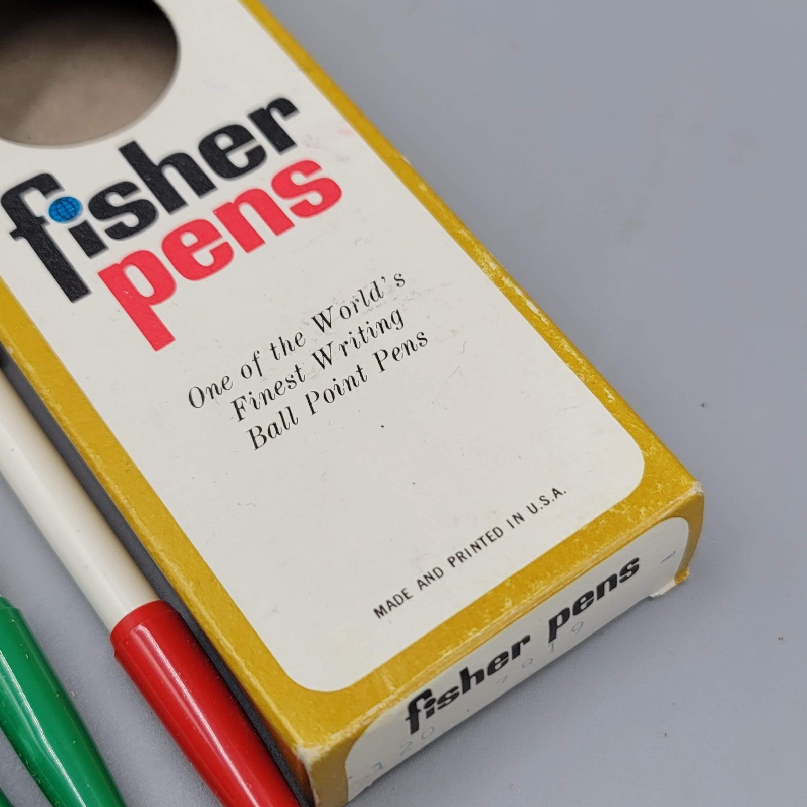 Vintage Fisher Skip Less Point Office Ballpoint Pens Lot of 5 Red Green Box USA