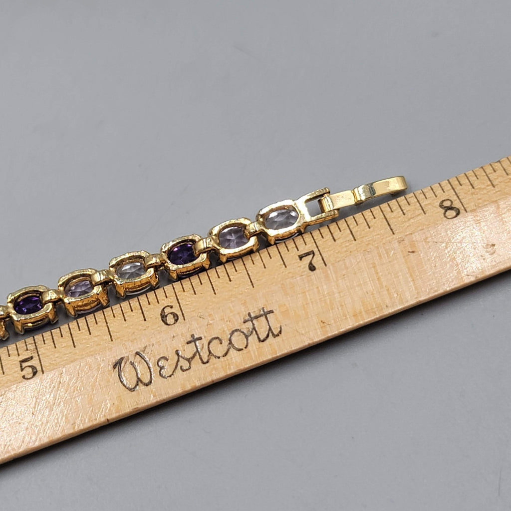 Vintage Purple Crystal Tennis Bracelet 6.75 in
