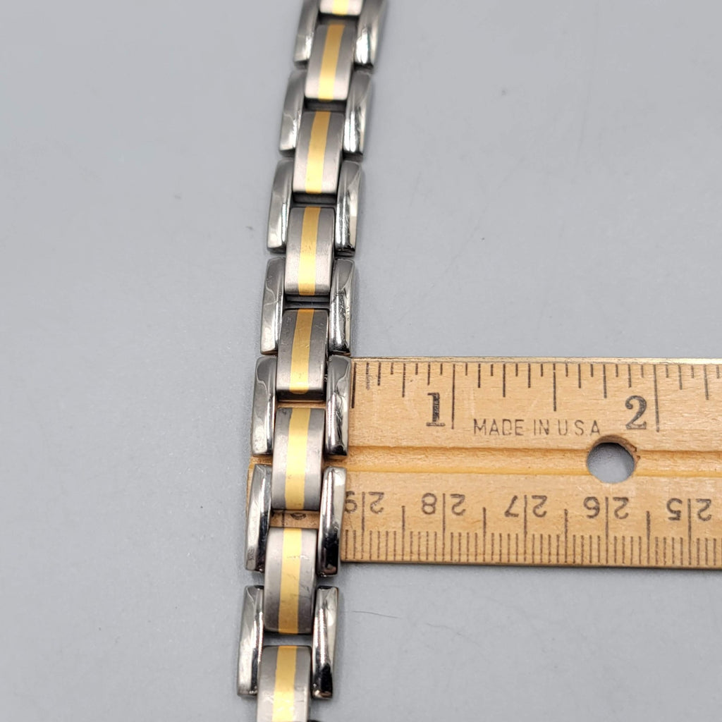 Mens Titanium Link Bracelet Two Toned Size 8.5