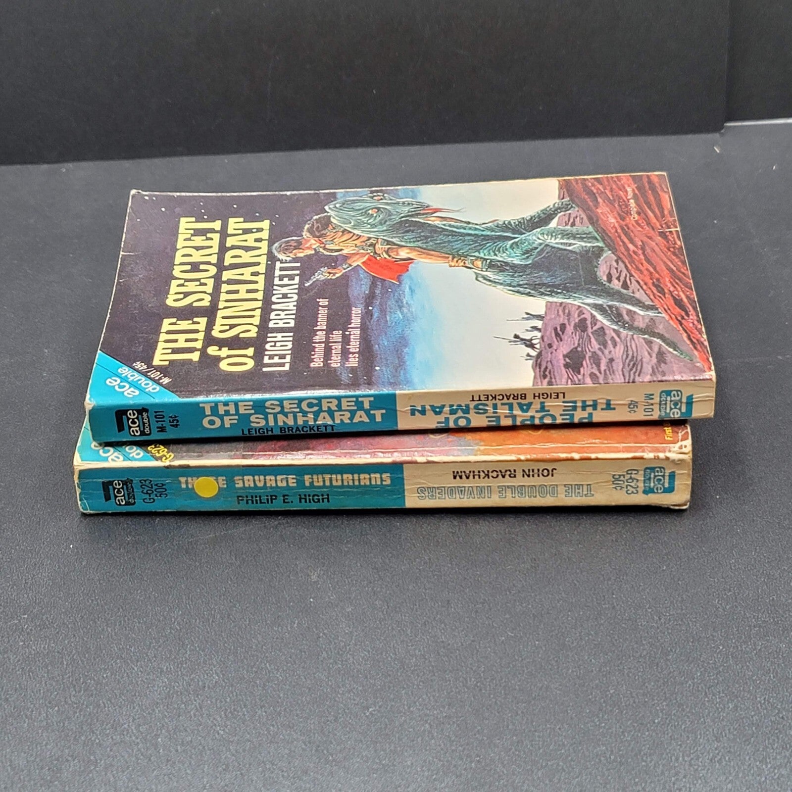 Lot of 2 ACE DOUBLE Leigh Brackett and John Rackham Vintage Science Fiction PPBK