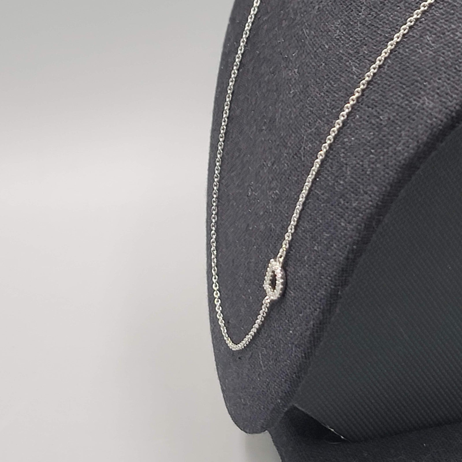 Initial D Necklace Crystal Silver tone Dainty Minimalist 16"-18"