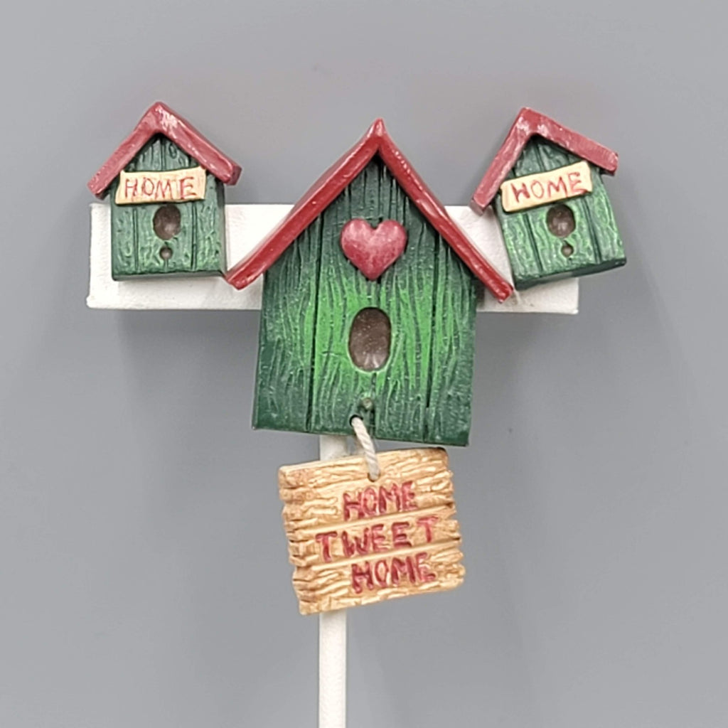Vintage Birdhouse Pierced Earrings Brooch Set  Home Tweet Home 2.5" & 7/8"