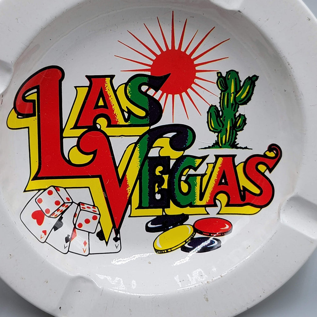 Vintage Las Vegas Metal Ashtray Souvenir 5.25"