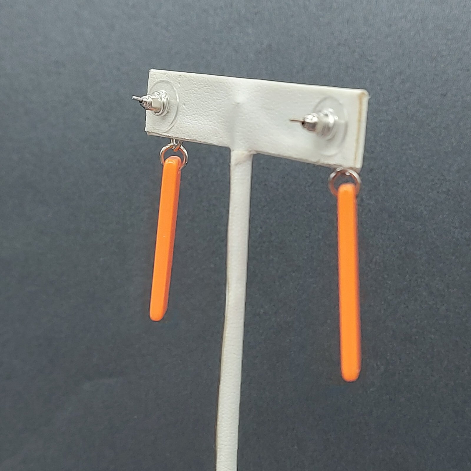 Pierced Earrings Acrylic SERIOUSLY WHATEVER Orange Dangle Words 1 3/8"